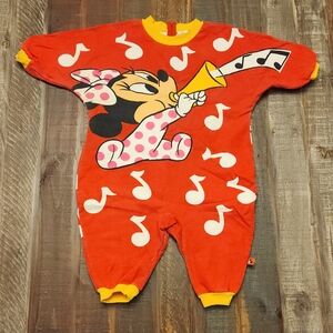 Vintage Disney Babies Minnie Mouse All Over Print Bubble Romper